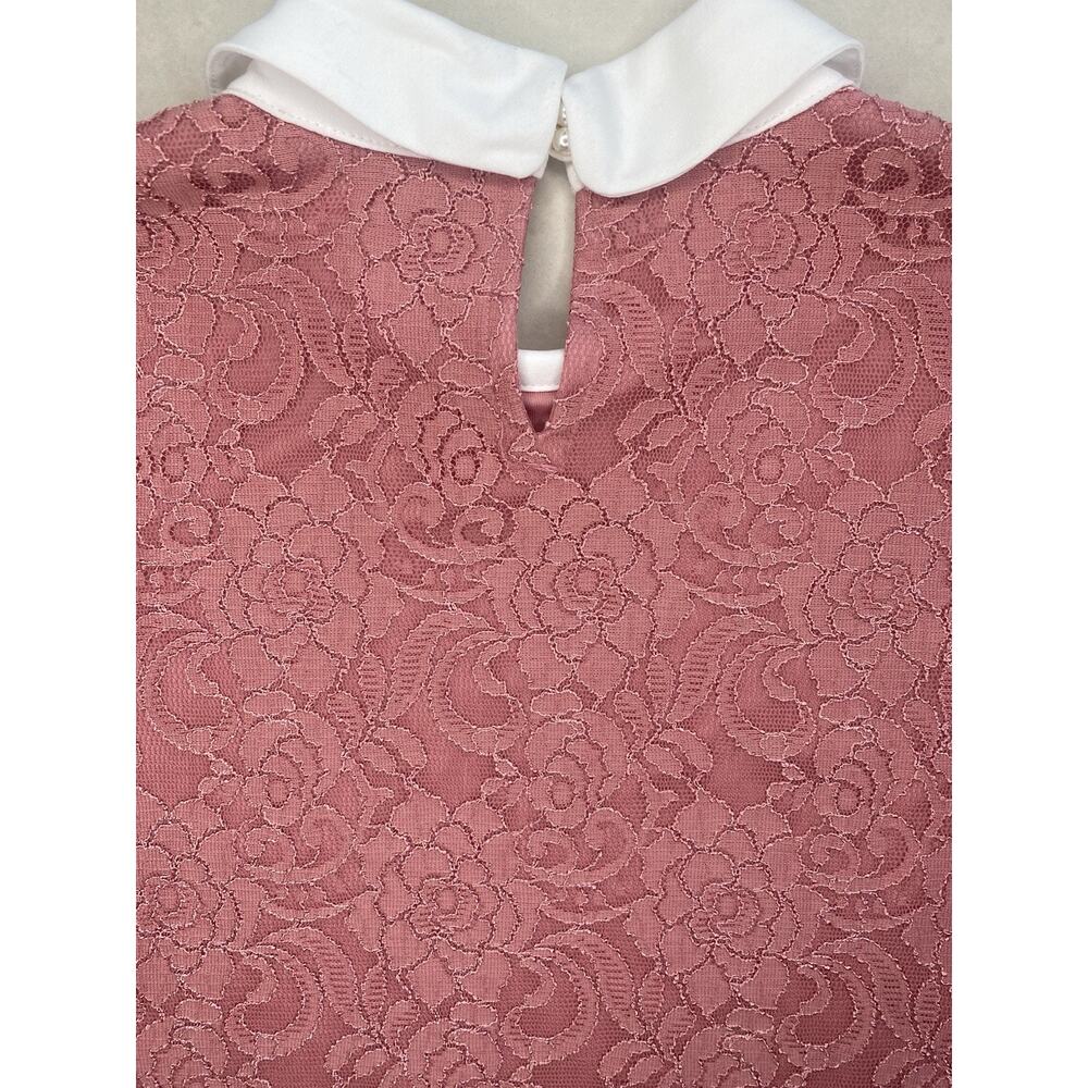 Karl Lagerfeld Shirt Womens Size Small Pink & White Floral Lace Collar Blouse - Picture 3 of 11